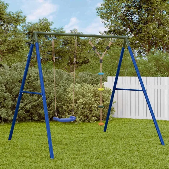 vidaXL Gyngestativ med Gynge og Rebgynge, Metal, 206 × 185 × 185 cm