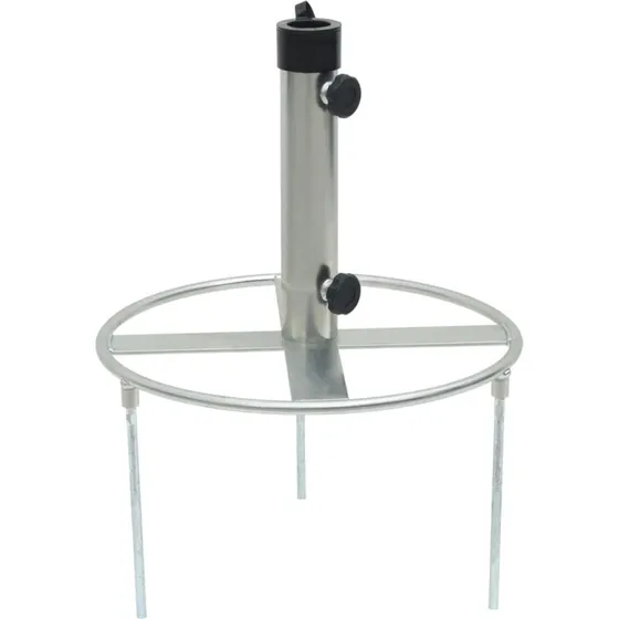 Sølvfarvet Parasolholder med Jordspyd, Ø38/48 mm Stål