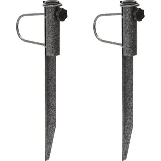 vidaXL 2 stk. parasolholder med jordspyd, galvaniseret stål, 19x42 cm