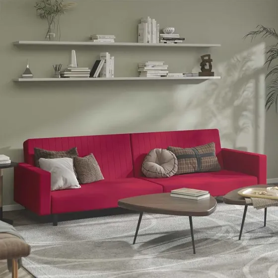 vidaXL 2-personers sovesofa fløjl vinrød