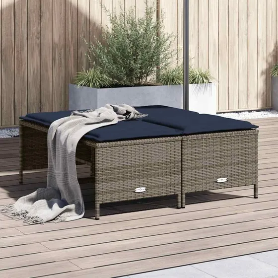 vidaXL Haveskamler med hynder 4 stk. grå polyrattan