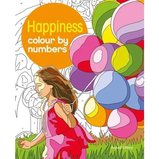 Happiness Colour by Numbers – 128 sider, farvelægning for voksne