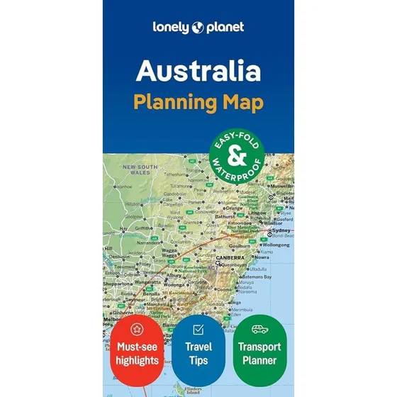 Lonely Planet Australia Planning Map – Vandsikker Rejsekort