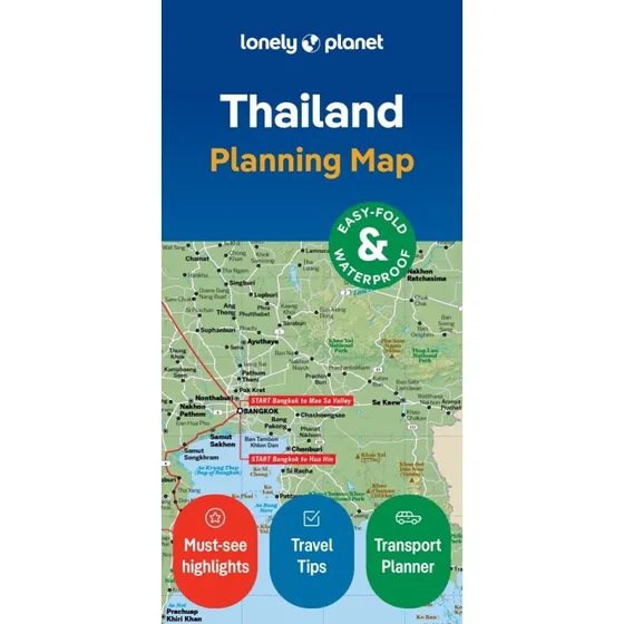 Lonely Planet Thailand Planning Map - Vandsikker rejsekort