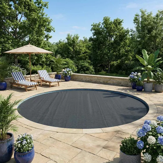 vidaXL Solar Pool Cover Rund 250 cm, 400 μm, Sort, Ekstra Tung