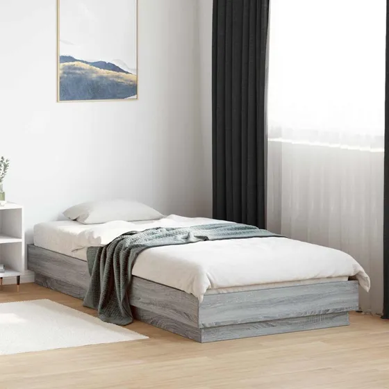 vidaXL Senge ramme med LED Grå Sonoma 80 x 200 cm Konstrueret træ