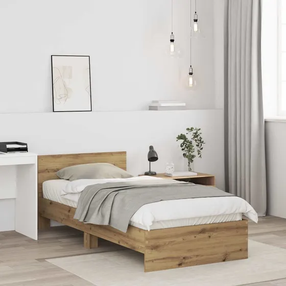 vidaXL Sengestel med hovedgærde Artisan-eg 80 x 200 cm, konstrueret træ