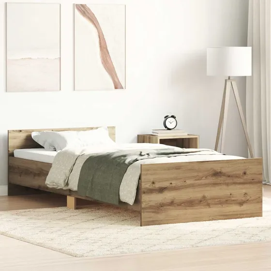 vidaXL Sengestel med hovedgærde Artisan eg 80 x 200 cm, konstrueret træ