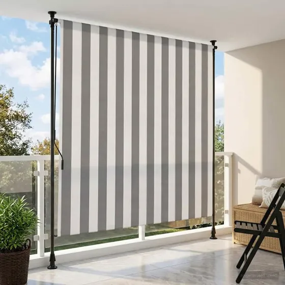 vidaXL Udendørs Rullegardin 150 x 270 cm Anthracit/Hvid
