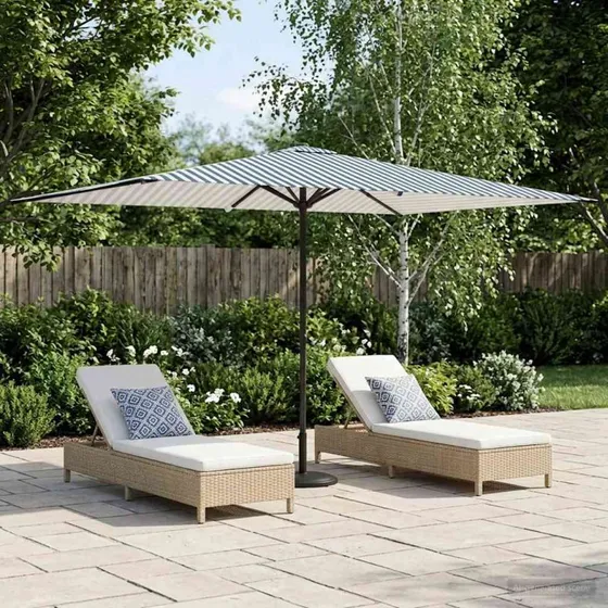 vidaXL Havesol 200x300 cm Rektangulær Blå/Hvid Polyester