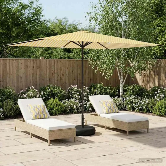vidaXL Haveparasol 200x300 cm Rektangulær Gul/Hvid