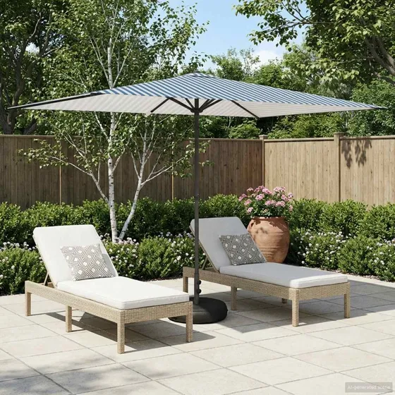 vidaXL Rektangulær Haveparasol 200x300 cm, Blå/Hvid