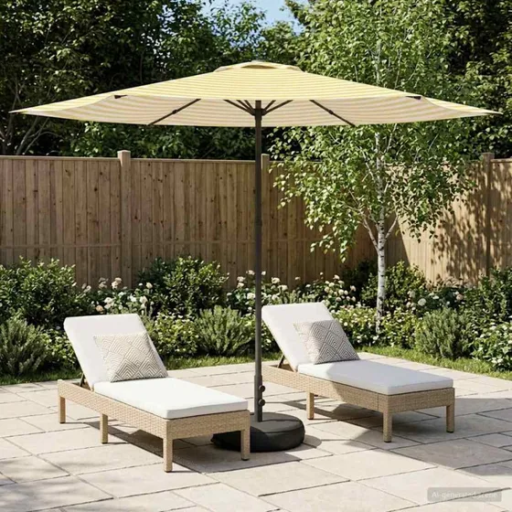 vidaXL Haveparasol 300x300 cm Rektangulær, Gul/Hvid