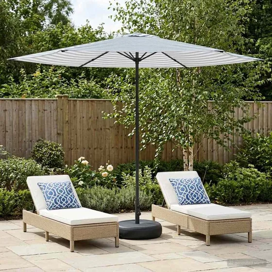 vidaXL Haveparasol 300x300 cm Rektangulær Blå/Hvid