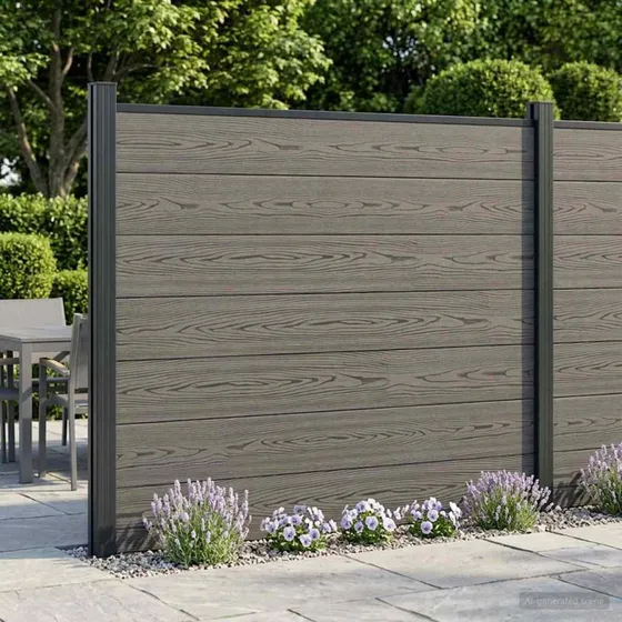 vidaXL Hegnspanel 2 stk WPC & Aluminium Grå 348 × 146 cm