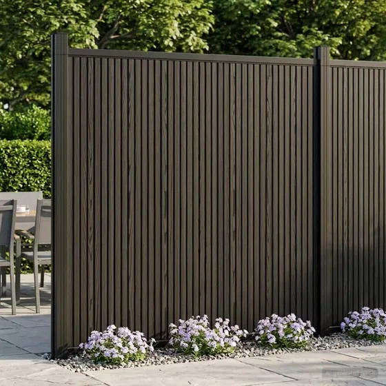 vidaXL Hegnspanel 2 stk WPC & Aluminium Sort 355 × 186,5 cm