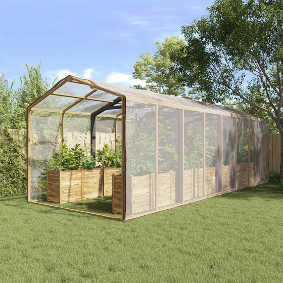 vidaXL Planteovertræk 6 x 6 m Transparent PE med Øjer