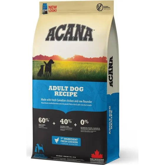 Acana Adult Dog Recipe 17 kg – Kornfrit tørfoder med 60 % animalske ingredienser