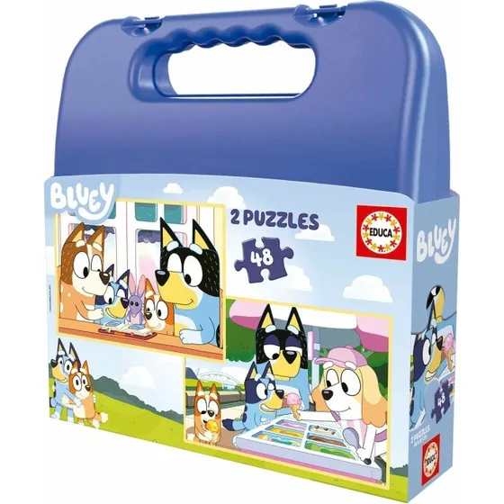 Educa Bluey Puslespilskuffert 2x48 - Blå