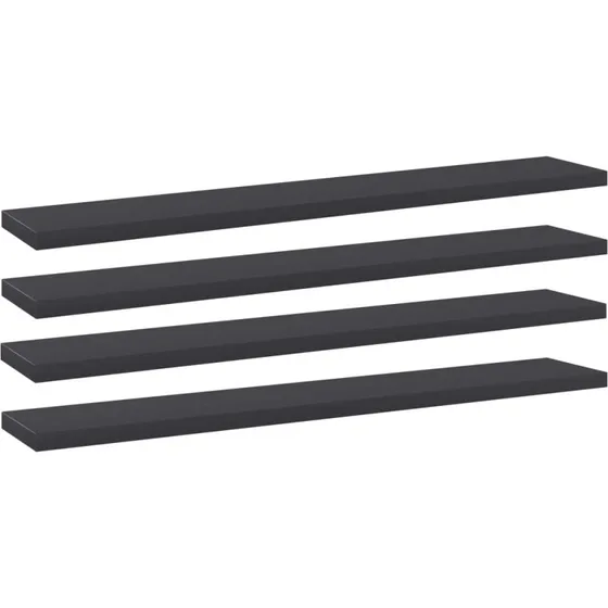 vidaXL boghylder 4 stk. 60x10x1,5 cm grå konstrueret træ