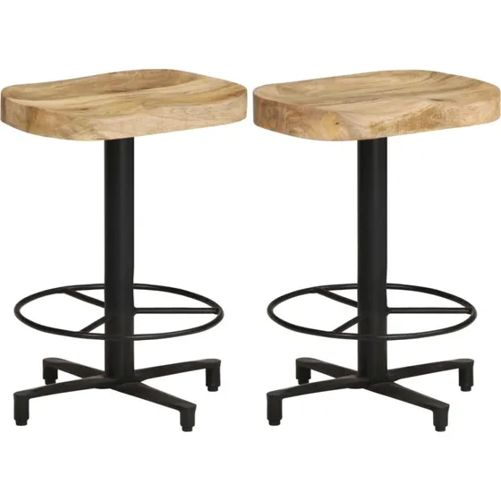 vidaXL barstole 2 stk. 52 cm i massivt mangotræ med jernstel