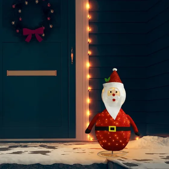vidaXL Julemandsfigur 90 cm med LED-lys, luksuriøst stof