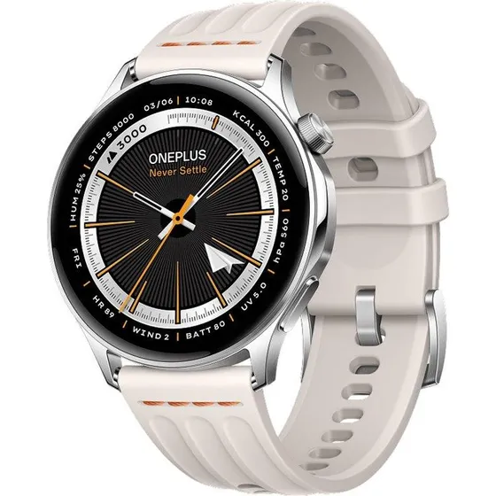 OnePlus Watch Lite 45 mm Sølv med Hvid Rem