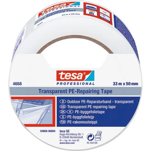 tesa 4668 gaffatape, klar, 55 mm x 33 m