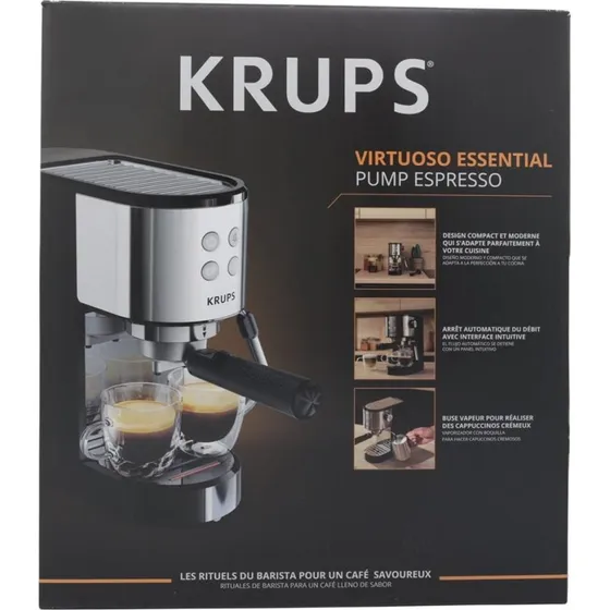 Krups Virtuoso Essential XP441810 Espressomaskine, rustfrit stål, 15 bar