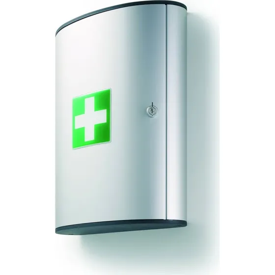 Durable Førstehjælpskab 72 d, børstet aluminium, 3 fag, låsbar