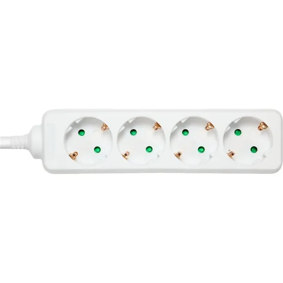 Deltaco GT-0401 4-stik jordet, 3m, hvid