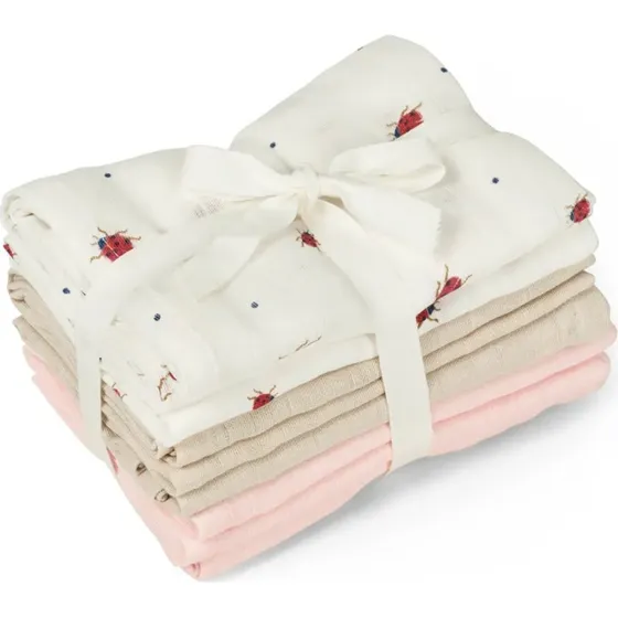 Vanilla Copenhagen Stofbleer 6-pak Lady Lovebug - Milk, Beige, Blue 70x70 cm