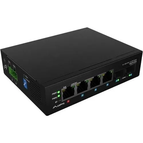 Lanberg ILGE-4P-2S-90 - Industriel PoE-switch med 4x Gigabit, 2x SFP, DIN-montage