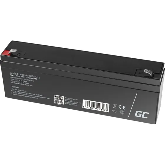 Green Cell AGM18 UPS-batteri 12 V, 2,3 Ah, sort