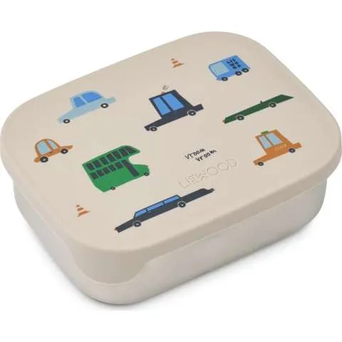 Liewood Arthur Madkasse Stål/Silicone - Cars/Sandy