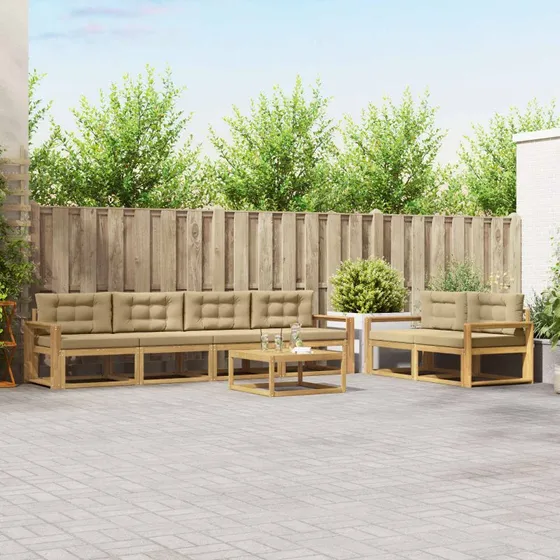 vidaXL Udendørs Sofagruppe 6 pcs Hvid og Beige i Akacietræ