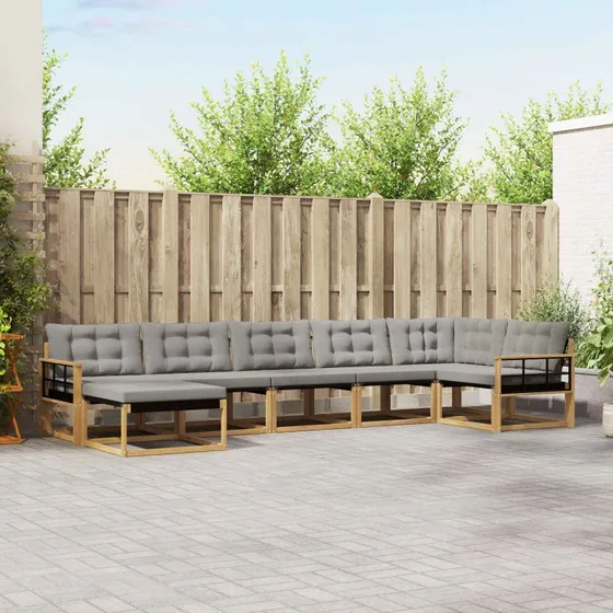 vidaXL Udendørs Sofagruppe 7-pers. Hvid/Lysegrå 406 x 168,5 x 73 cm