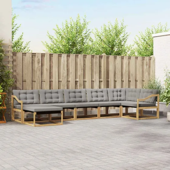 vidaXL Udendørs Sofagruppe 7-pers. Hvid/Lysegrå 404 x 166,5 x 73 cm
