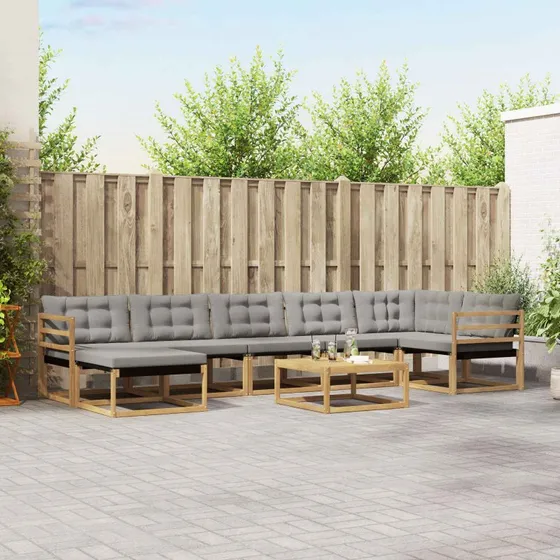 vidaXL Udendørs Sofagruppe 8 pc Hvid/Lysegrå Akacietræ