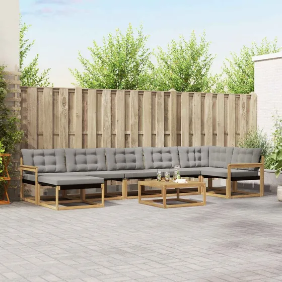 vidaXL Udendørs Sofagruppe 8 pcs Hvid/Lysegrå Akacietræ