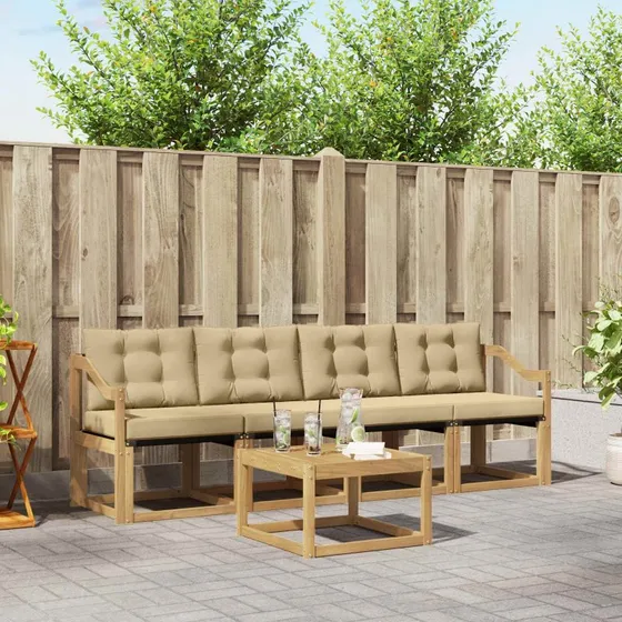 vidaXL Udendørs Sofagruppe 5 pcs Hvid/Beige Akacietræ