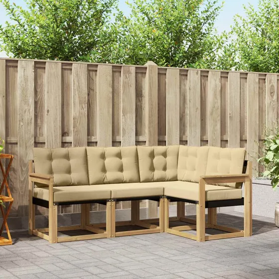 vidaXL Udendørs Sofagruppe 4 dels Hvid og Beige
