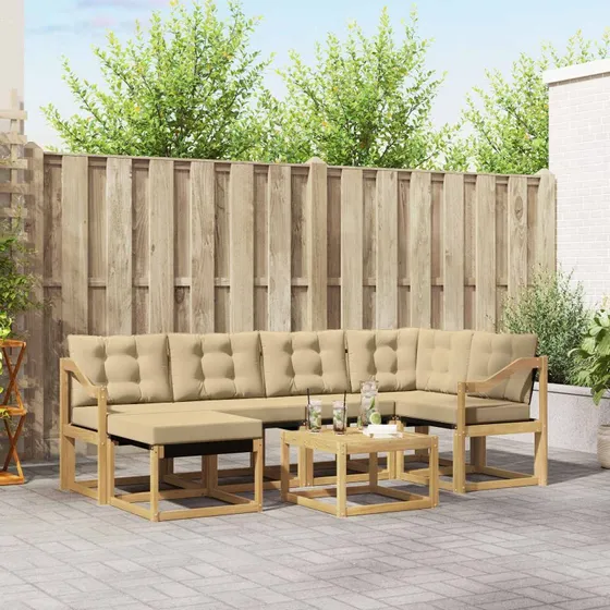 vidaXL Udendørs Sofagruppe 7 dels Hvid/Beige