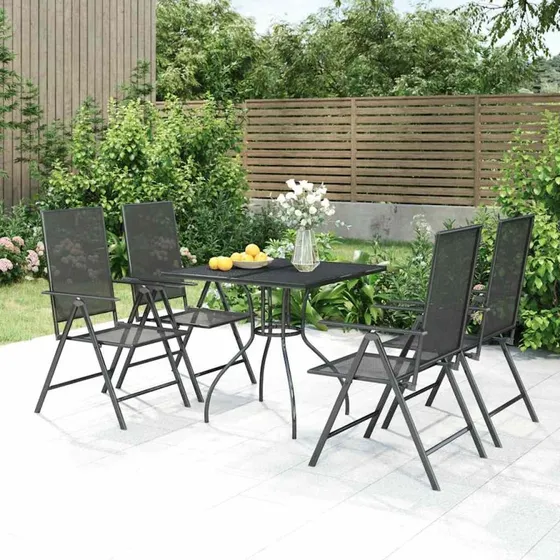 vidaXL 5-delers spisebordssæt til have, stål antracitgrå, 80 cm