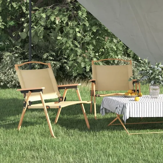 vidaXL 2 stk. campingstole beige, 54x43x59 cm, foldbare, oxfordstof