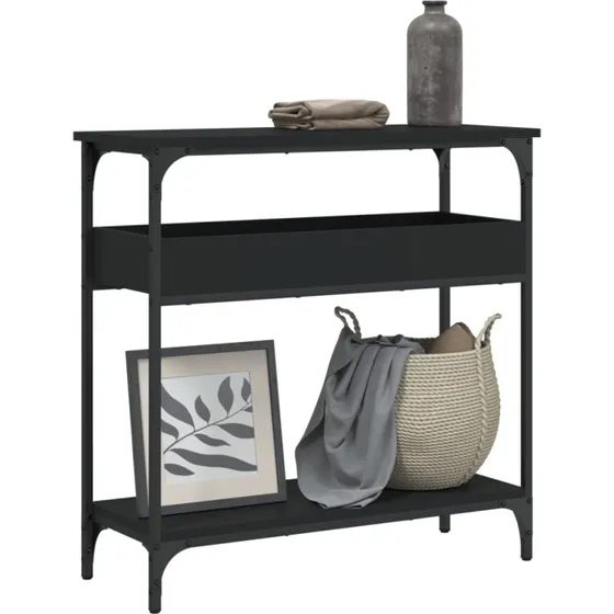 vidaXL Konsolbord med Hylde 75x29x75 cm, Sort, Konstrueret Træ