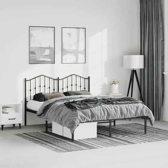 vidaXL Sengeramme med Sengegavl 150x200 cm, Sort, Metal