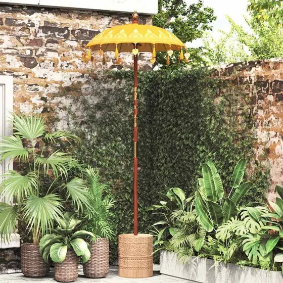 vidaXL Balinesisk Parasol Gul 125x125x260 cm