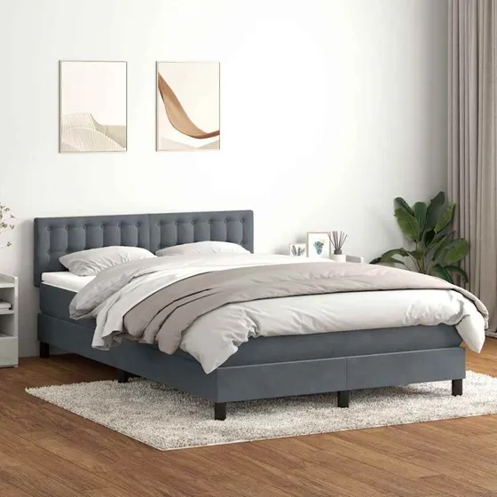 vidaXL Kontinentalseng 160x210 cm med Fløjl Madras, Mørkegrå