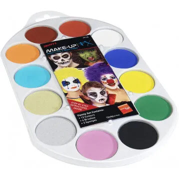 Aqua Make-up FX Color Palette - 12 farver, pensler & svampe